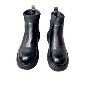 Woman’s Black Combat Moto Boots with Chunky Sole